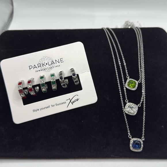 NWT Park Lane Sparkle Box Exclusive “Dazzle” Necklace Set + Mini Hoop Earrings